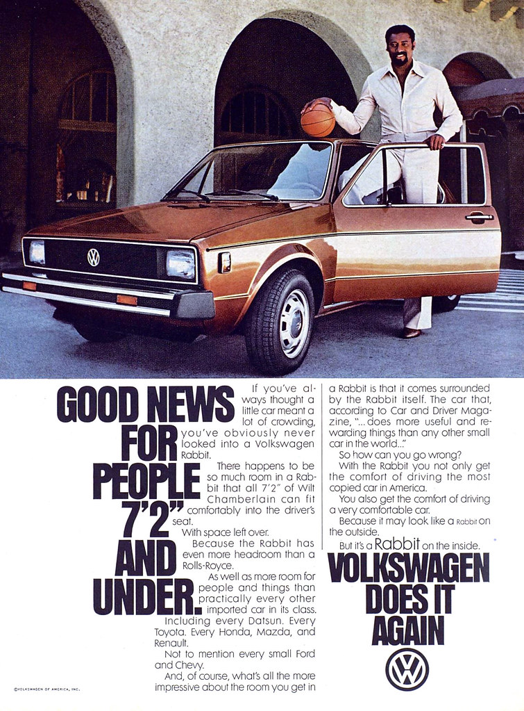 Wilt Chamberlain for the 1979 Volkswagen Rabbit - a photo on Flickriver
