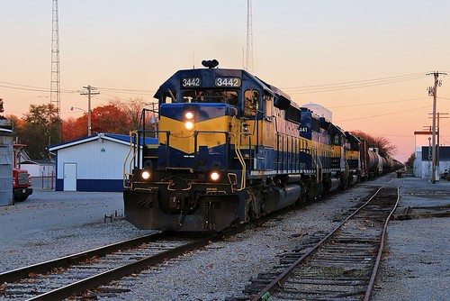 Game Over at Gilman by The Polish Pounder, TP&W SD40-2 #3442 slowly rolls through Gilman with a westbound ethanol train at sunset, my final
