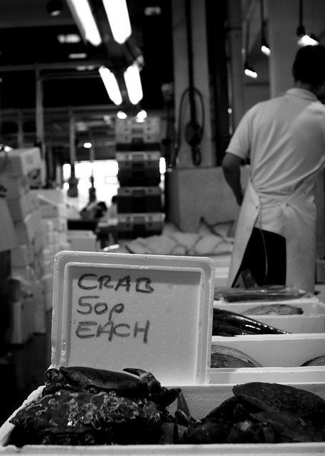 Billingsgate Market: Crab 50p each