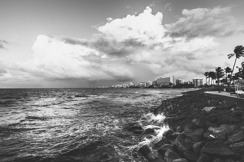 ocean city longexposure blackandwhite white black beach water monochrome beautiful clouds rocks view puertorico sony tide formation sanjuan winds current a6000