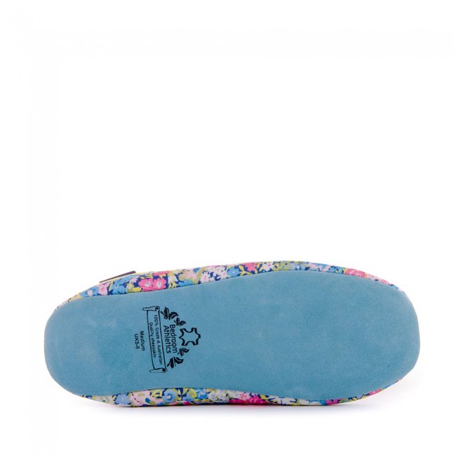Cora - Liberty Moroccan Mule Slippers - Baby Blue / Rose Pink Ditsy Floral