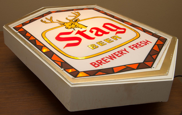 Stag Beer Electric Lighted Bar Sign, Advertising, Buck Logo, Brewery Fresh, 1982 G Heileman Brewing Co - 003
