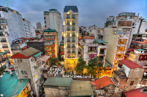 hanoi vietnam city architecture lowaerialview