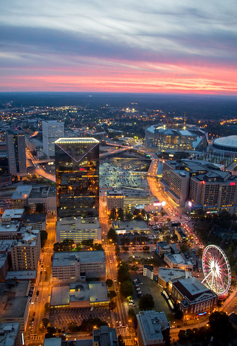 Atlanta Sunset by E Dragoi, atlanta georgia sunset usa ga cnn center dome falcons downtown