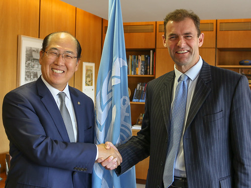 Operation Commander Rob Magowan meeting with the  Secretary General of the International Maritime Organization (IMO) Kitack Lim