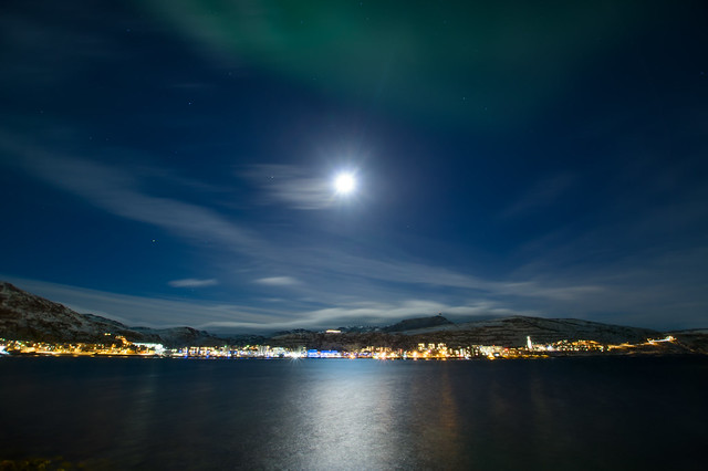 November Supermoon and Aurora over Hammerfest