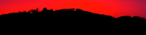 sunset západ slunce potštejn hrad velešov kapraď prosinec december sky red rudá obloha