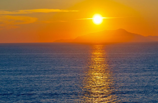 Sunset over Isle of Ischia, Italy.