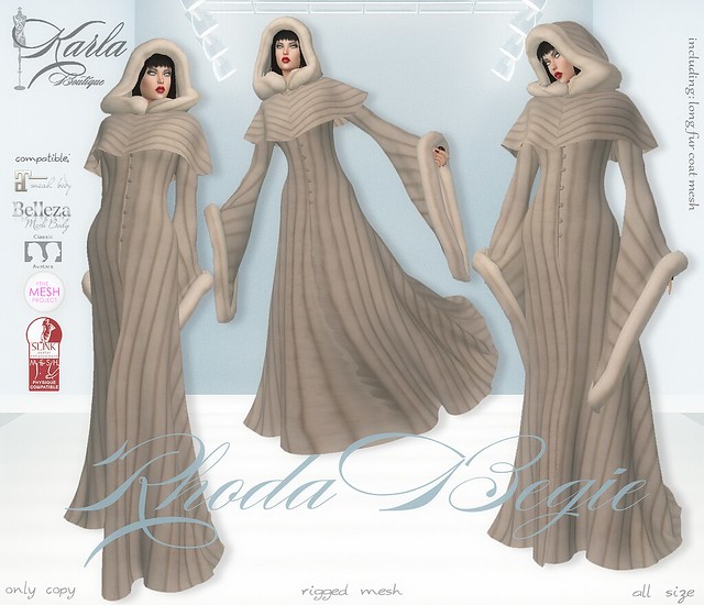 !!! Karla Boutique !!! Rhoda Begie long Fur Coat - compatible: mesh body