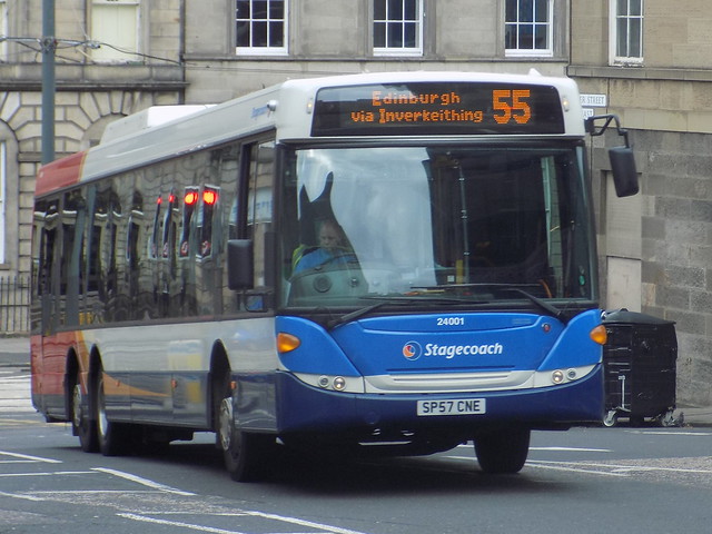 24001 SP57 CNE Stagecoach in Fife Scania OmniLink on the 55 to Edinburgh Bus Station