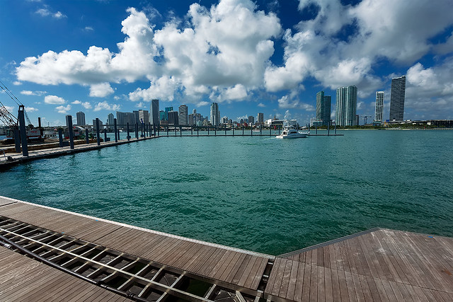 Miami Skyline from Watson Island, Florida, USA.