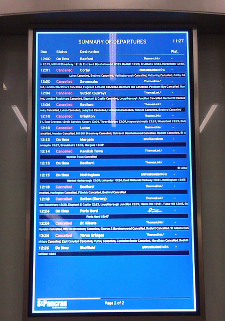 November 10th, 2016 St Pancras Station departures - disruption and cancellations continue