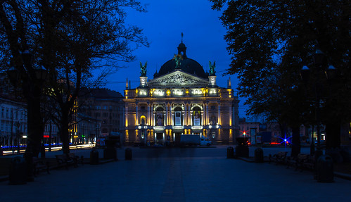 culture dawn early europe historical history lviv lvov morning opera operahouse park ukraine