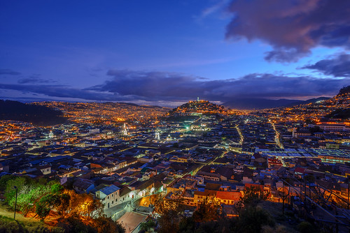 old sunset sky colors skyline night clouds america lights town quito ecuador cityscape south centro bluesky historico