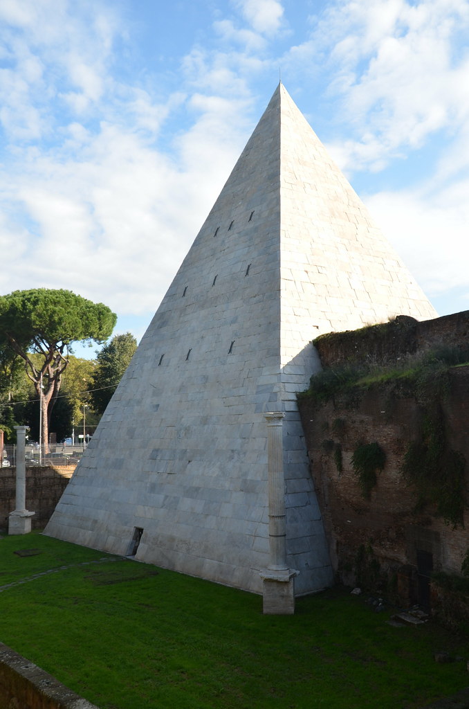 The Pyramid of Cestius, a monumental tomb for Gaius Cestius, built c. 18-12 BC, Rome