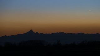 Monviso silhouette at sunset