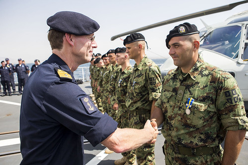 Operation Atalanta Force Commander was pleased to preside at the medal ceremony for the Serbian AVPD aboard HNLMS Tromp