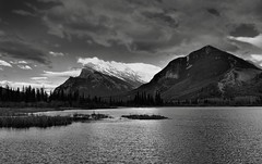 Mount Rundle Caught in the Beautiful Light of the Late Afternoon Sun (Black & White)