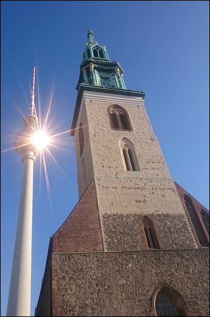 Fernsehturm, and St Mary's Church, Berlin, Germany