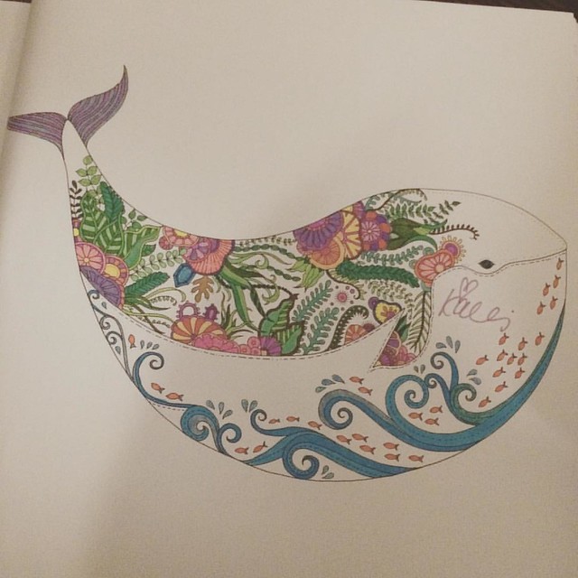 #whale #art #LostOcean @johannabasford #johannabasford #adultcoloring #adultcoloringbook #markers #sealife #oceanlife