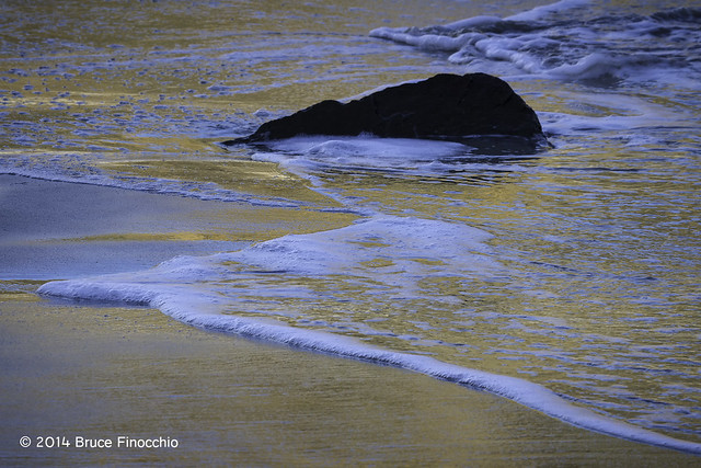 Blue and Gold Reflection In The Sand and Surf