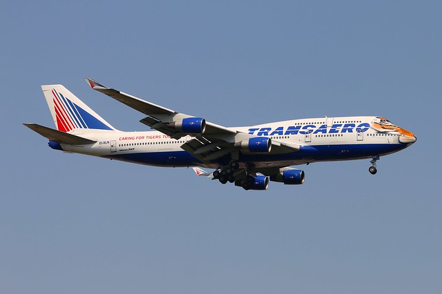 EI-XLN 747-400 Transaero 'caring for Tigers' Antalya 25.7.15