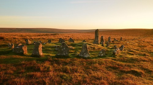 park blue light sky megalithic grass stone sunrise circle golden site hill row clear devon national dartmoor cairn hingston
