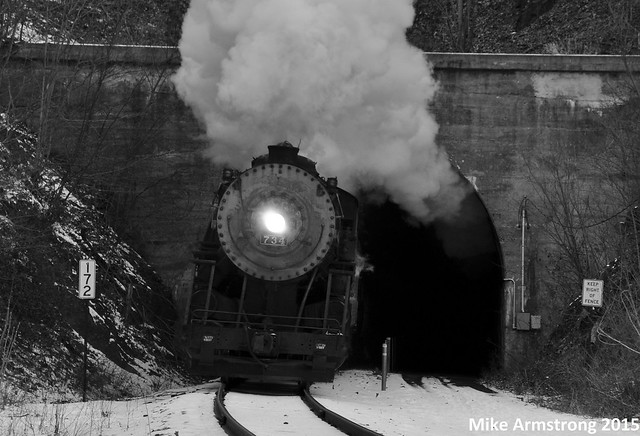 Steam Locomotive Leaves Tunnel