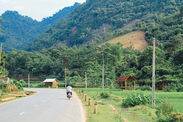 Motorbike on Rural Vietnamese Road