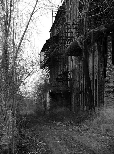 road blackandwhite building brick abandoned wall industrial factory decay steel massive tall spencer wickwire