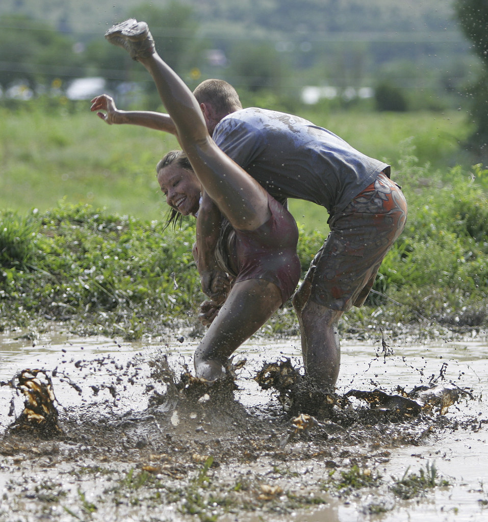 wwf- mud wrestling style.
