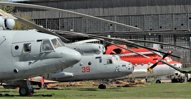 Large preserved helicopters, ex Russian-Air-Force/ Army. Preserved, Monino Museum, Russia. 08-05-2015.