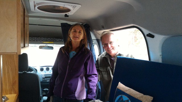 Marybeth and Dave in their Ford Transit Connect 
