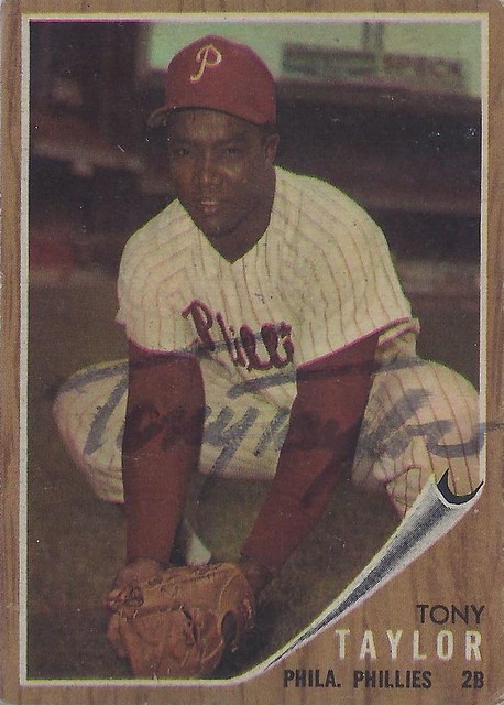 1962 Topps - Tony Taylor #77 (Second Base) - Autographed Baseball Card (Philadelphia Phillies)