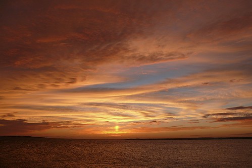 ocean blue sunset orange colors view