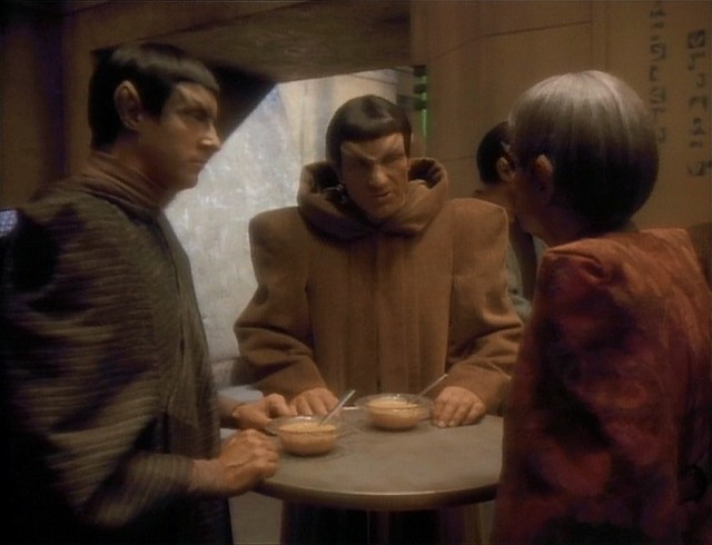 Commander Data and Captain Picard at a Resteraunt on Romulus