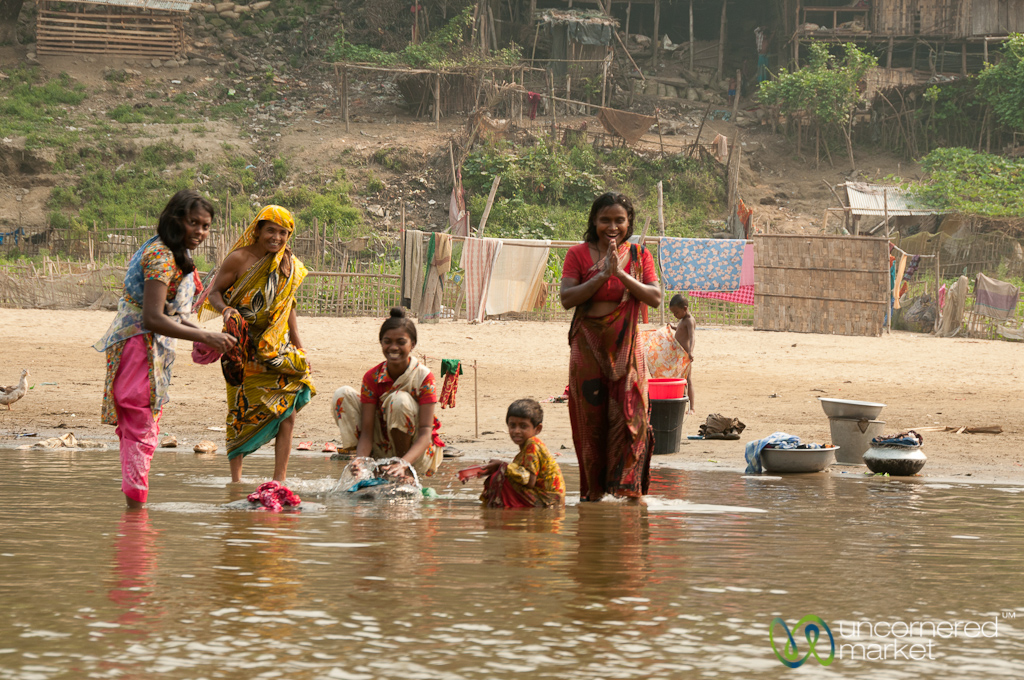 Women Bathing And Washing In Shangu River Bandarban Bangladesh A 