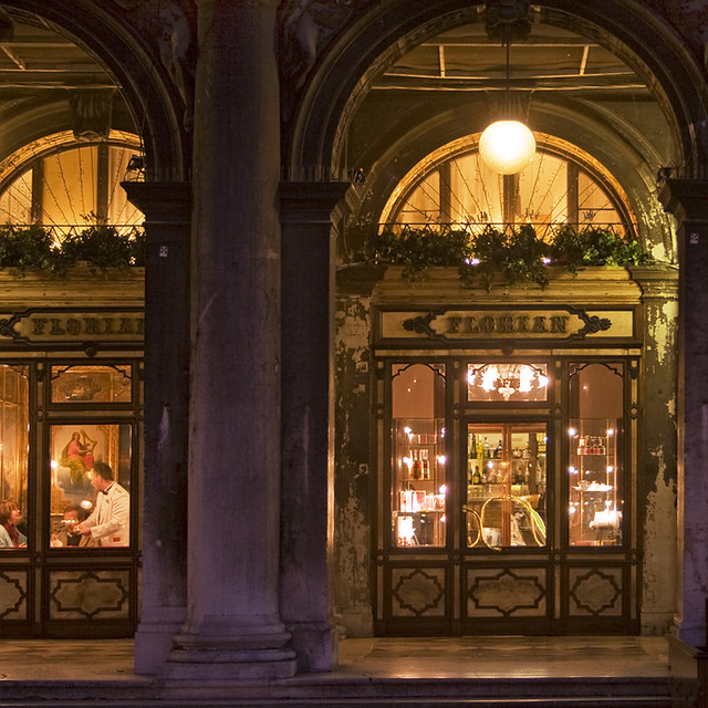 Rita Crane Photography:  Italy / Venice / historic cafe / night / lights / people / Piazza San Marco / An Evening at the Florian, Venice