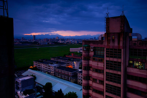 city building colors clouds sunrise dawn taiwan taichung 2011