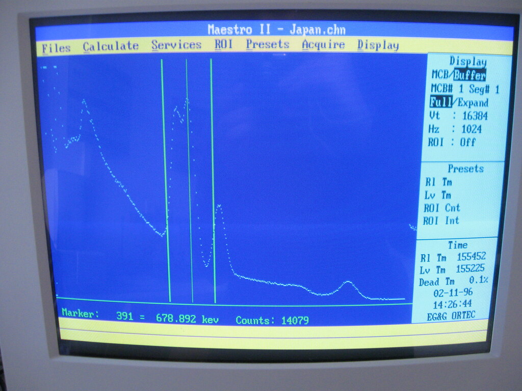 NaI(Tl) tokyo soil sample gamma spectrum showing radioactive caesium