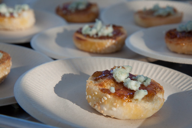 Toasted Bread with Fig Preserves and Blue Cheese - Crossgates Wine Tasting