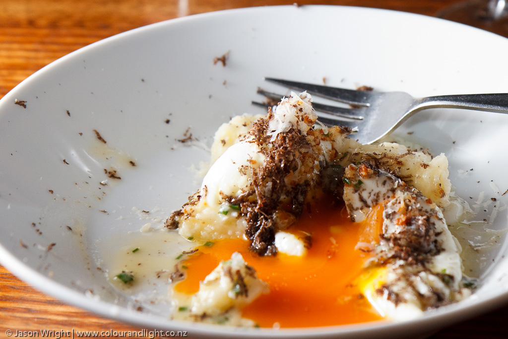 Soft polenta with old school egg and Tasmania truffle