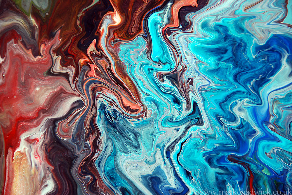 Blue Fluid Acrylic Painting, This is a close up photograph …