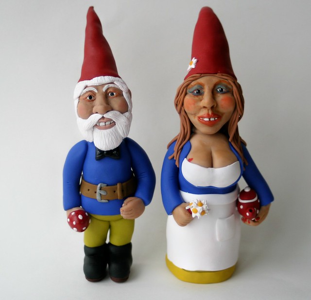 Gnome Wedding Anniversary Cake Topper Art Dolls