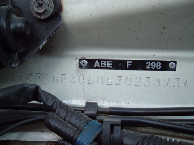 VIN-Number Subaru Legacy 1992 ~ JF1BF3BL0EJ023373 ~