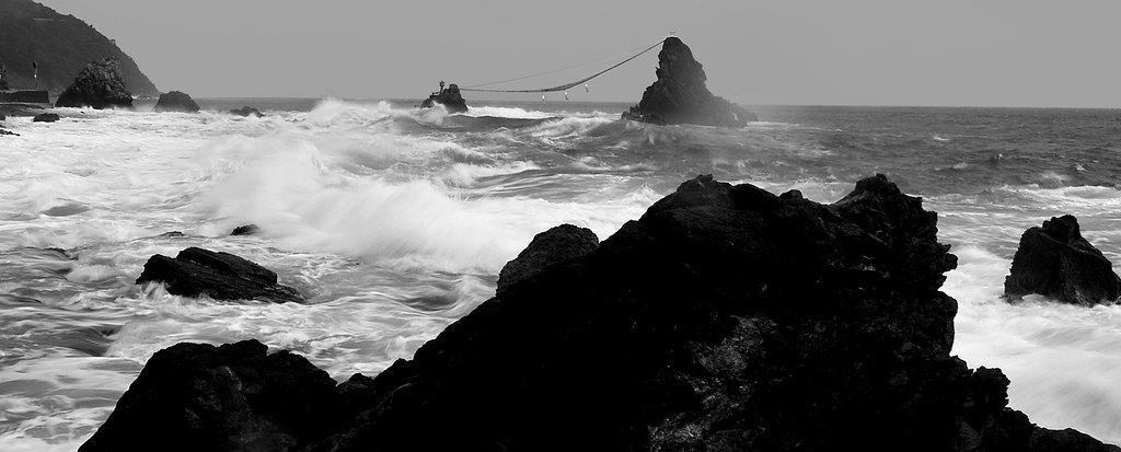 Summer Wild Beach-Typhoon at White sea-panorama (Black and White) by Pavel ahmed