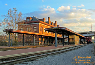 Cumberland Maryland train station at sundown