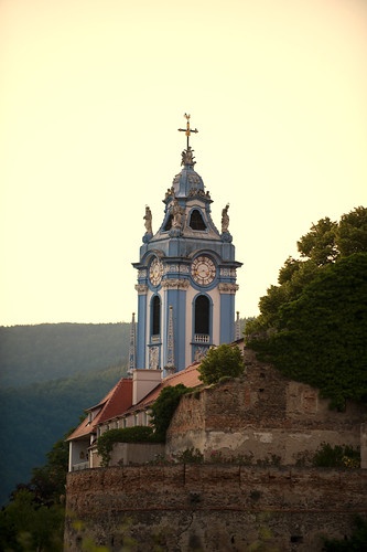 Stiftskirche by mhodges, Dürnstein, Austria: Another view of the Stiftskirche or Blue Church.sunset austria nikon clear swear