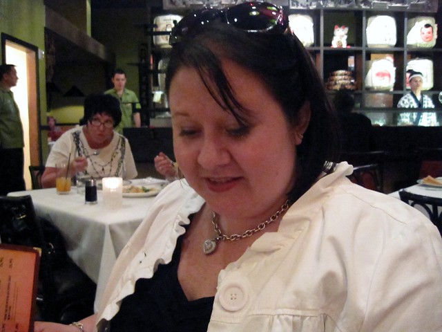Rachel Looking Over the Menu at Dragon Noodle Co. - Monte Carlo Hotel & Casino
