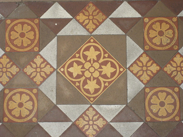 Ornately Patterned Victorian Porch Tiles of 